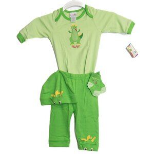 Baby Einstein Size 6-9M Green Dragon 4-Piece Infant Outfit Set W/ Socks Hat